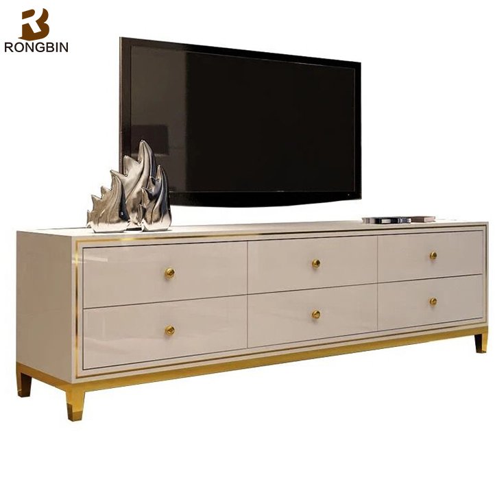 3 Drawers White Tv Stand Living Room Furniture Supplier