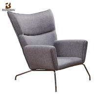 Single Armchair Angle Accent Wing Chair Grey Fabric C009